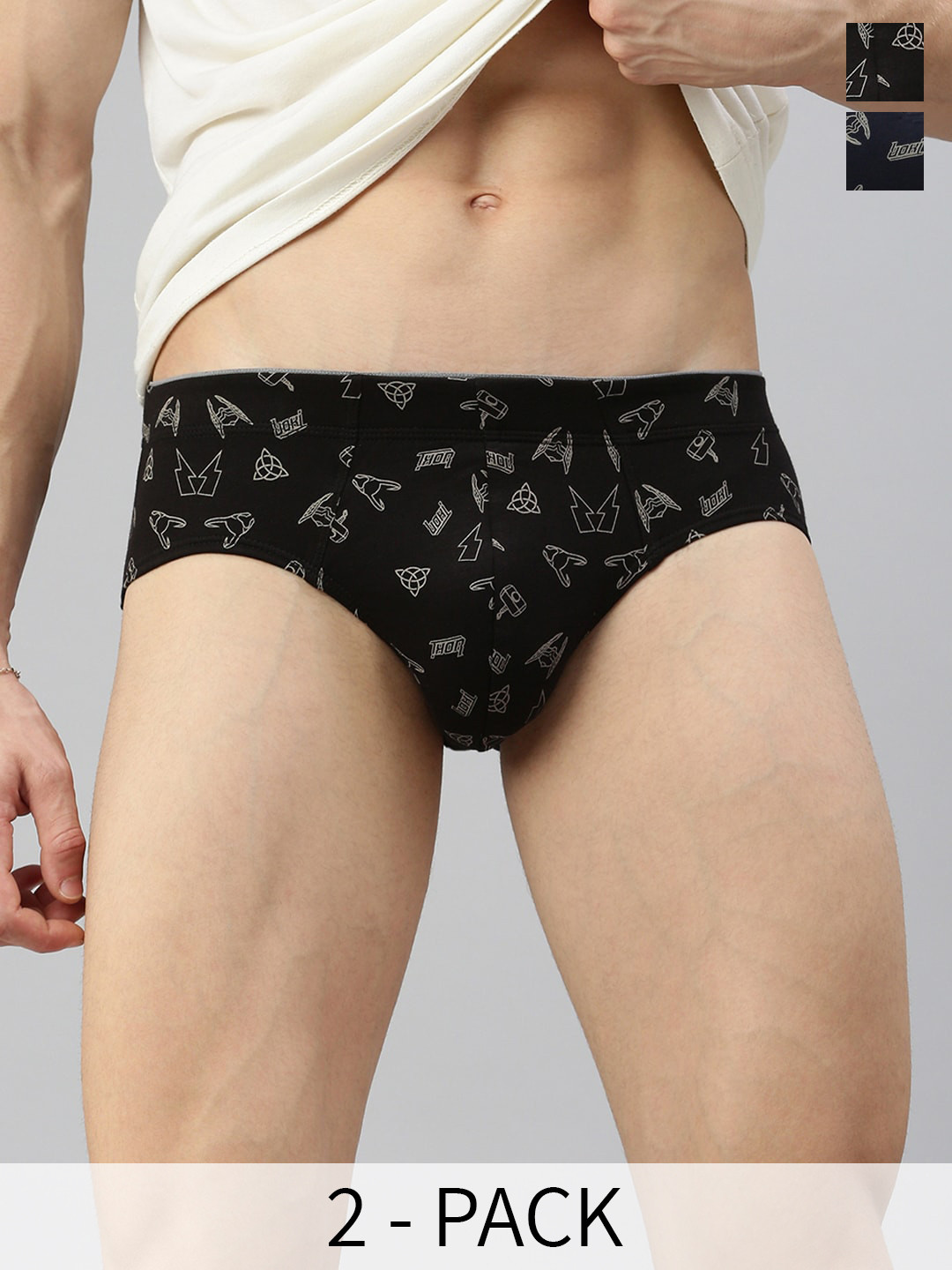 Zoiro Pack Of 2 Marvel Character Printed Cotton Basic BriefsZO-BRI-M51-BLKTH-NYTH-S-2PC
