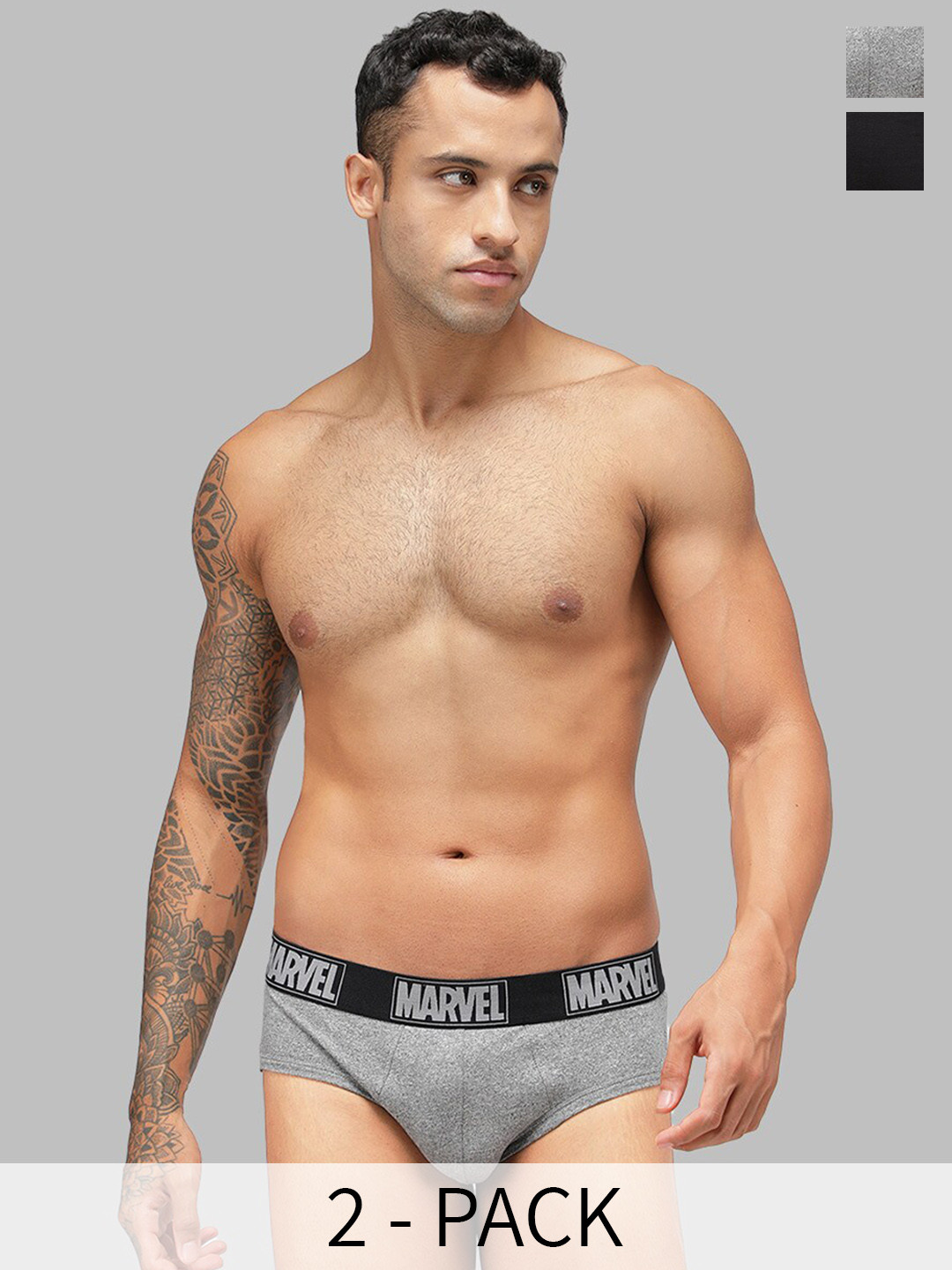 Zoiro Pack Of 2 Skin Friendly Cotton Basic Briefs ZO-BRI-M11-GJ-BLK-S