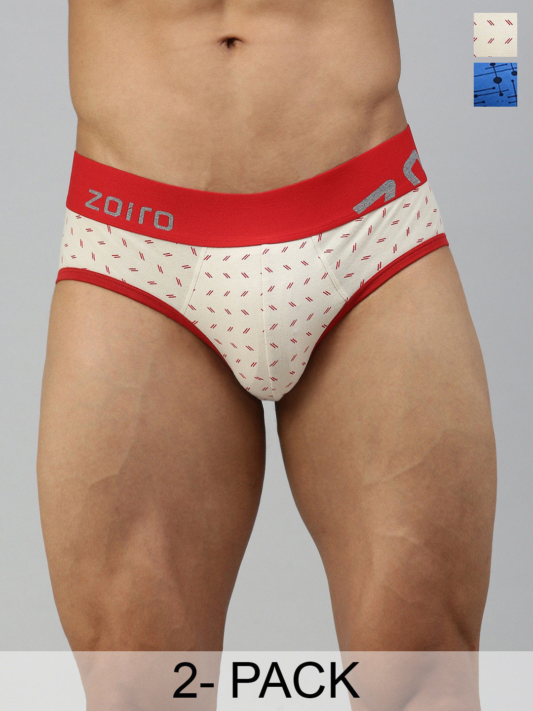 Zoiro Pack Of 2 Geometric Printed Lightweight Basic Briefs ZO-BRI-LO1521-BLDA-PSFR-S-2PC
