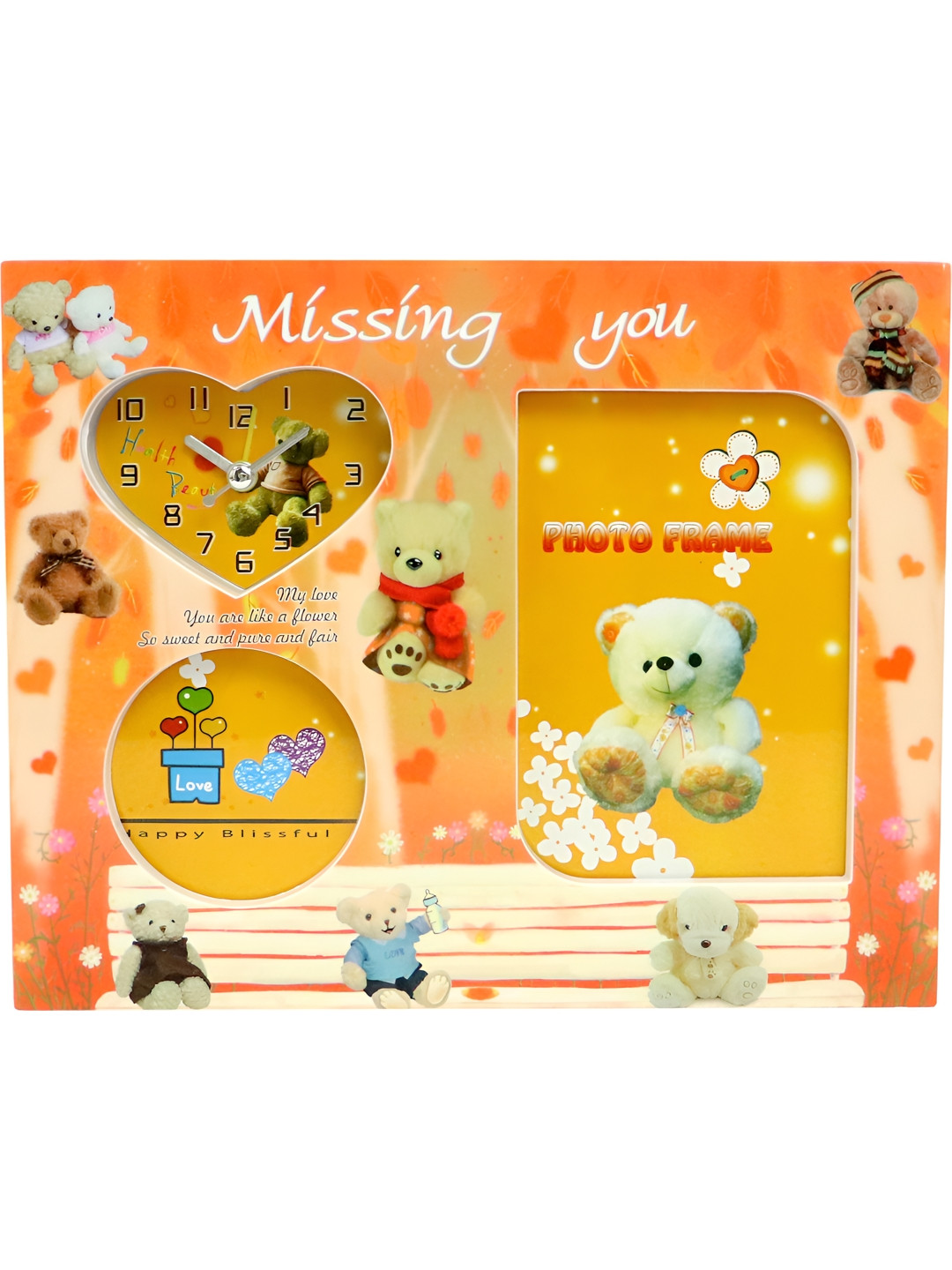 Sigaram Orange 3 in 1 Photo Frame With Clock