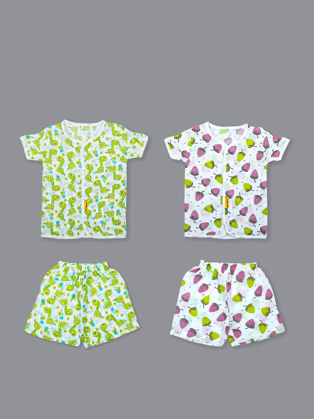 Born Babies Boys Pack Of 2 Printed Organic Cotton Shirt With Shorts