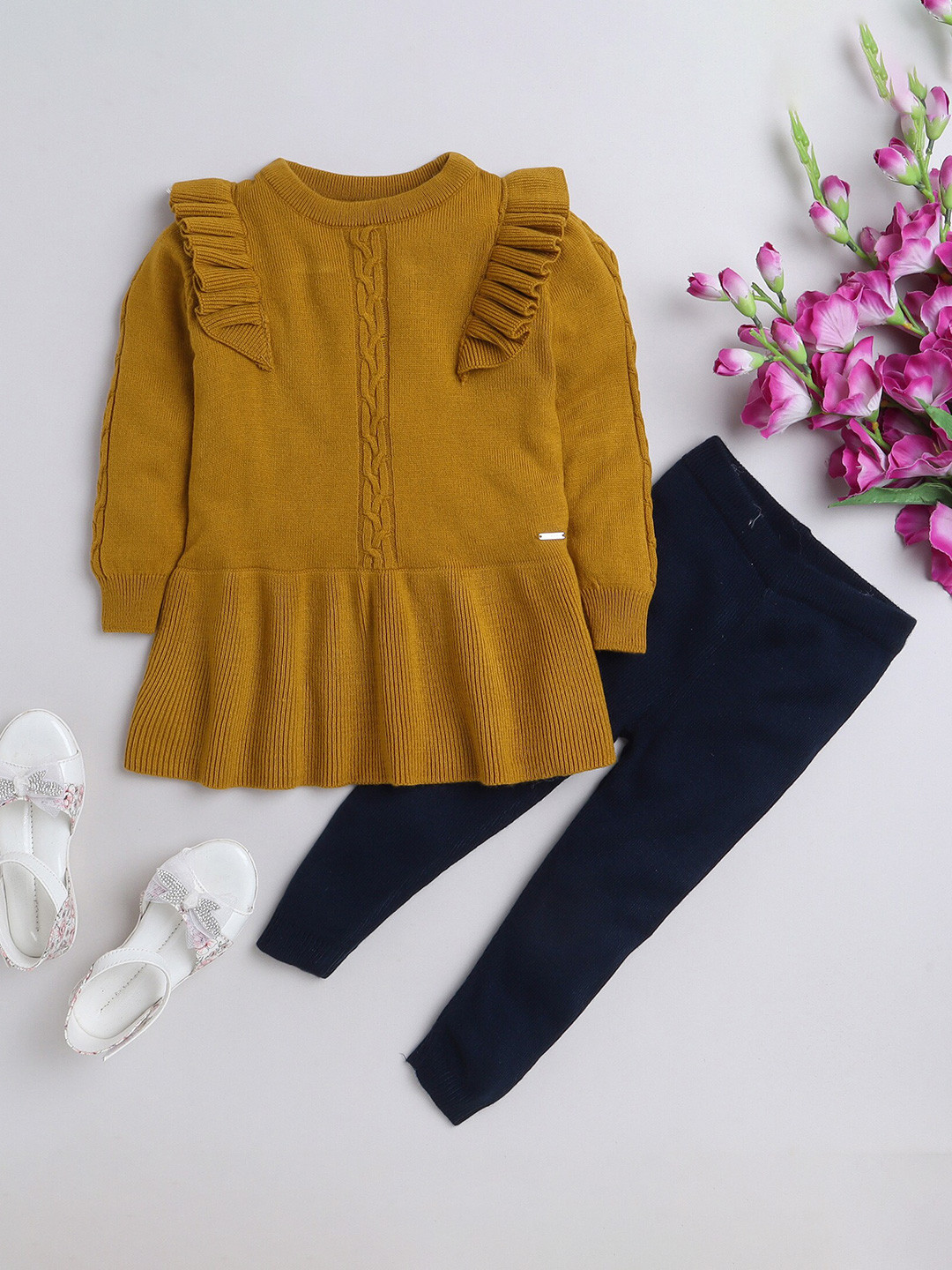 Yellow Apple Girls Woolen Clothing Set