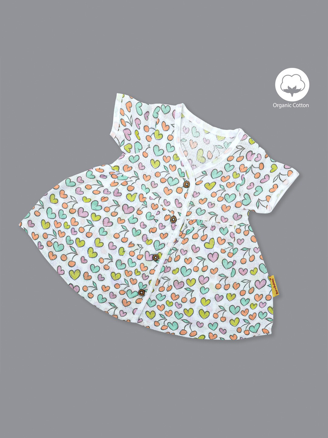 Born Babies Kids Floral Printed Flared Sleeve Organic Cotton Fit & Flare Dress