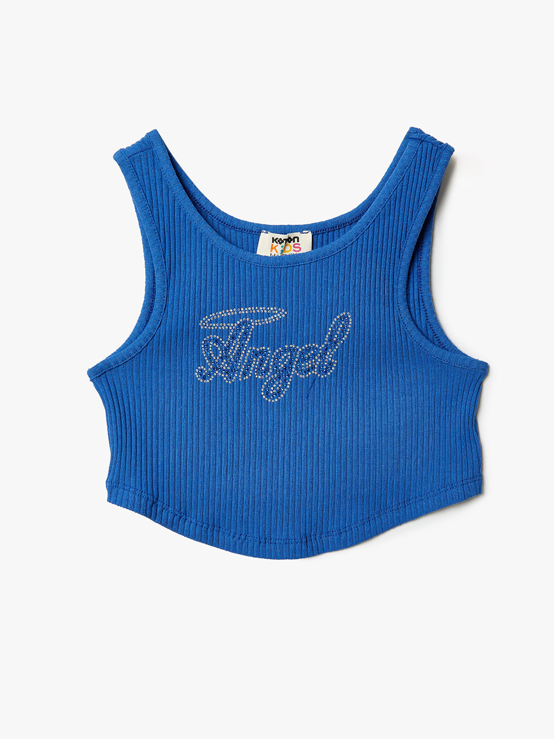 Koton Girls Typography Printed Scoop Neck Sleeveless Tank Crop Top