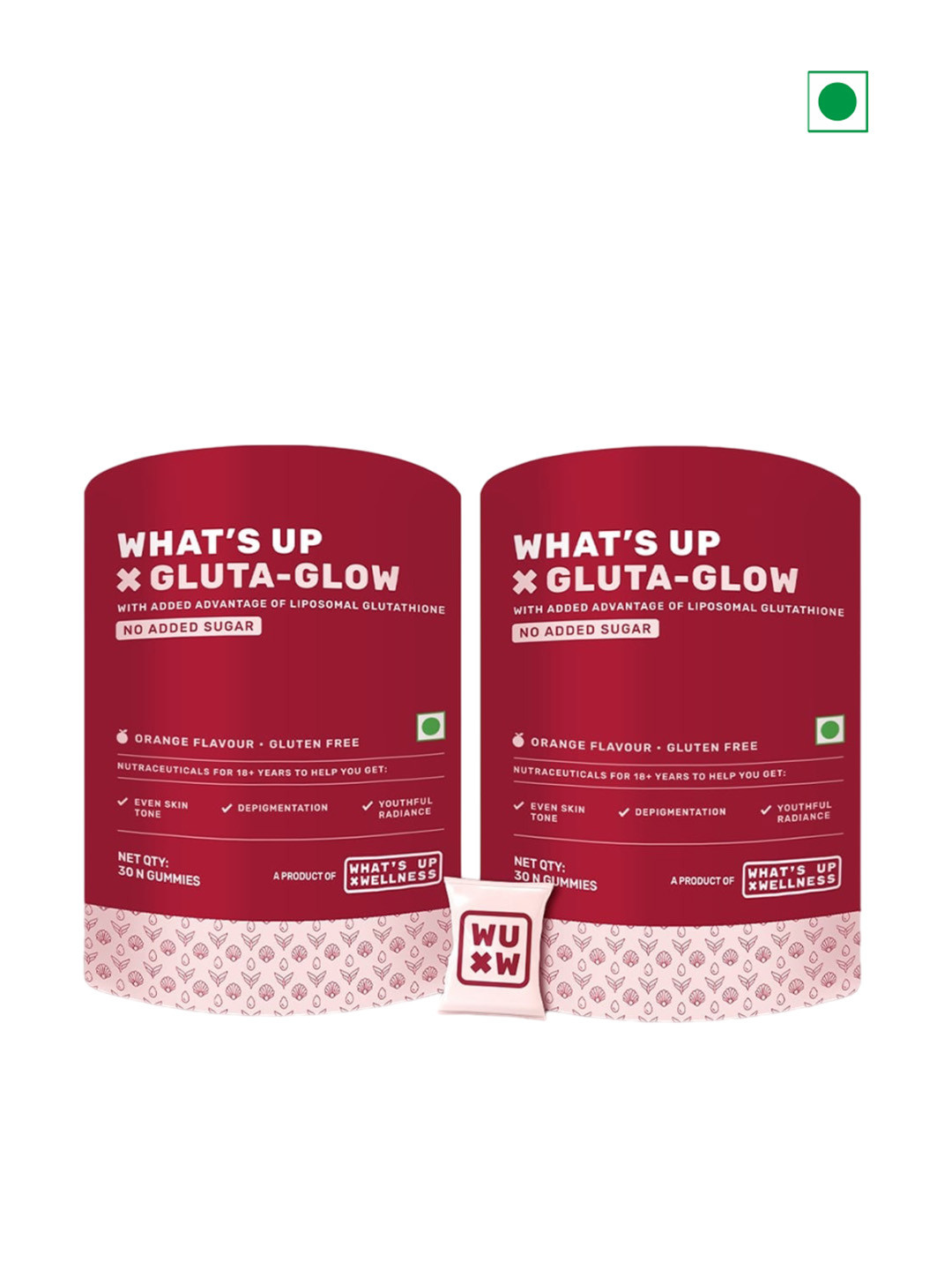 What's Up Wellness Set Of 2 Glutathione-Glow Gummies For Radiant Skin - 30 Gummies Each