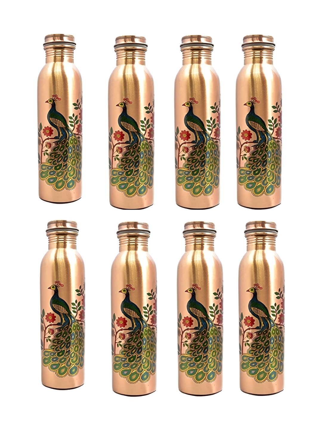 IMAGO Peacock8 Floral Copper Spill Proof 8 Piece Water Bottle - 1L