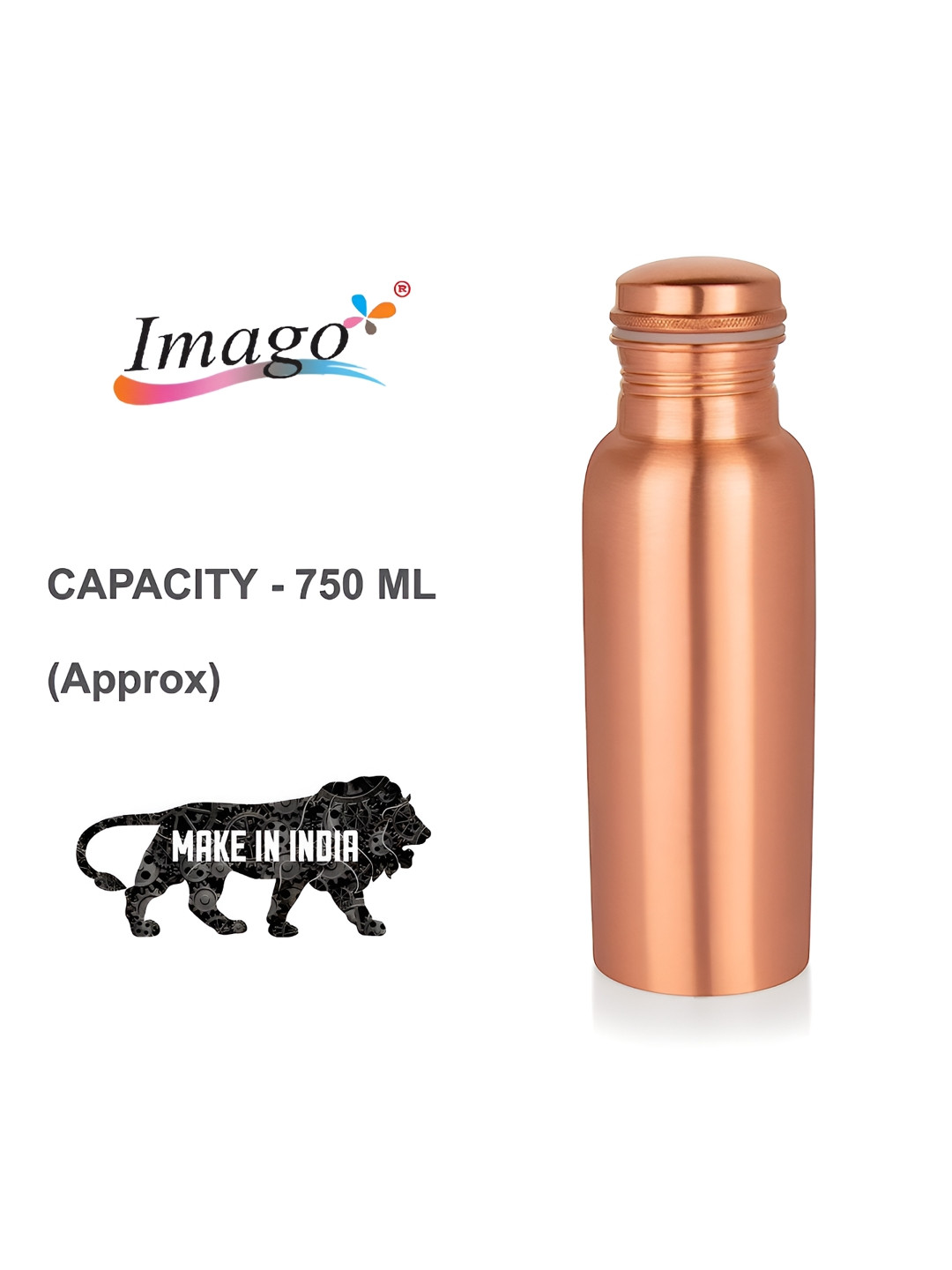 IMAGO Copper Spill Proof 8 Piece Water Bottle - 750ml
