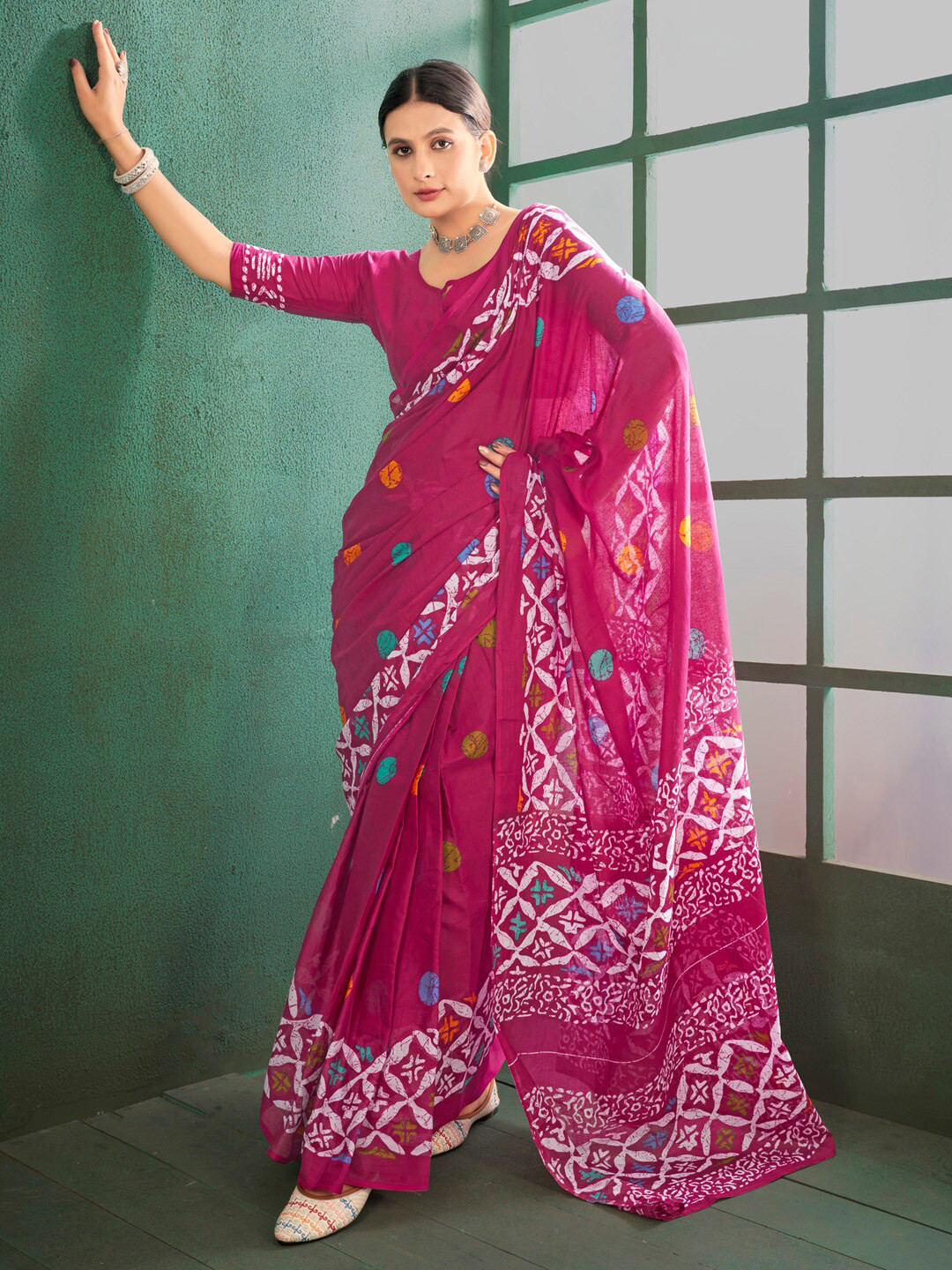 Saree mall Pure Cotton Block Print Sarees