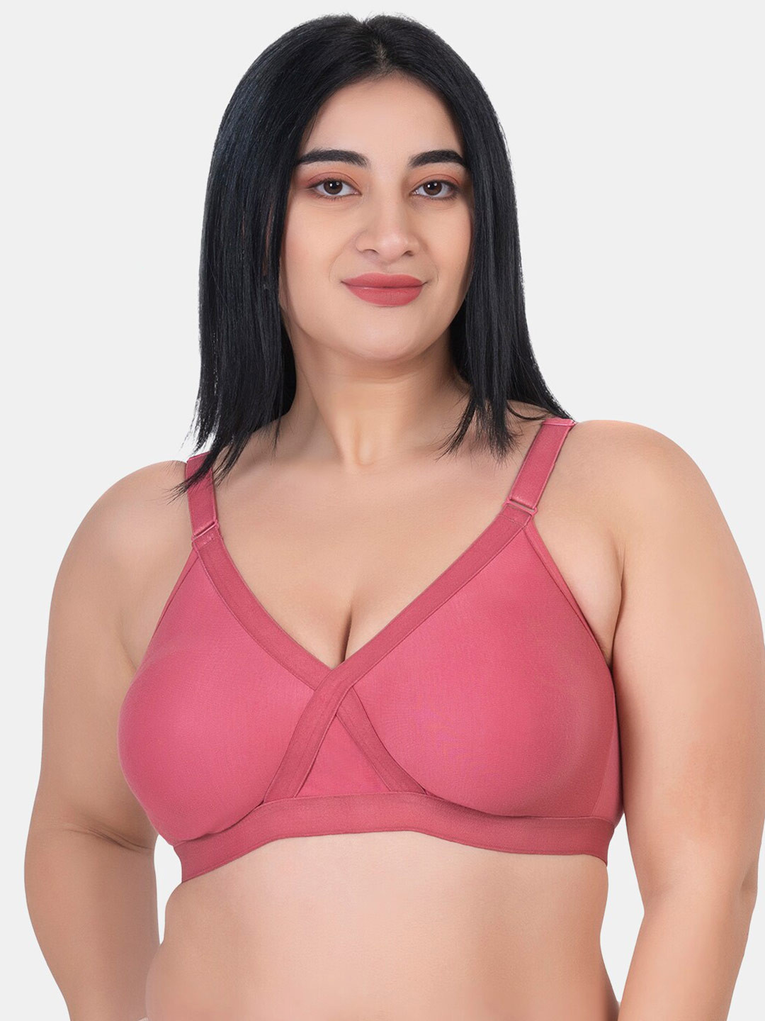KOMLI Plus Size Pack Of 2 Full Coverage Non Padded Cotton Workout Bra With All Day Comfort