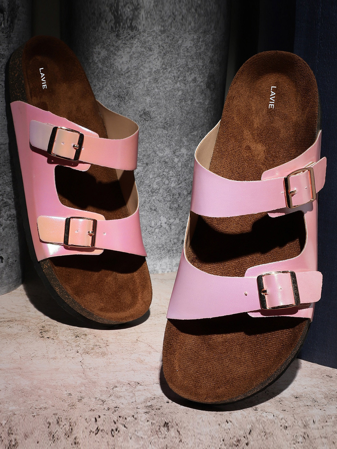 The Roadster Lifestyle Co. Pink Buckle Detailed Open-Toe Flats