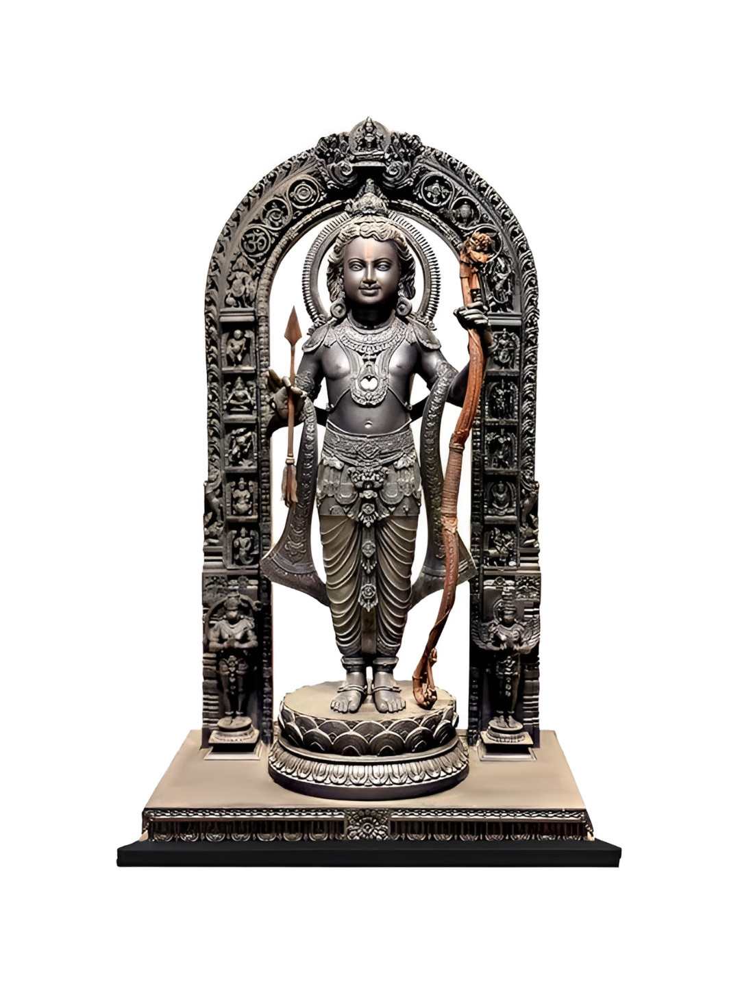 CraftVatika Ram Lalla Black Metal Metallic Prayer Room Medium Showpiece - 8.2 Inches
