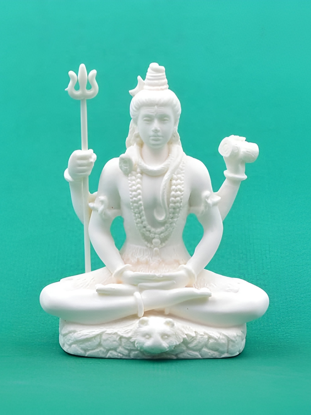 CraftVatika Shiva White Marble Glossy Prayer Room Medium Showpiece - 3 Inches