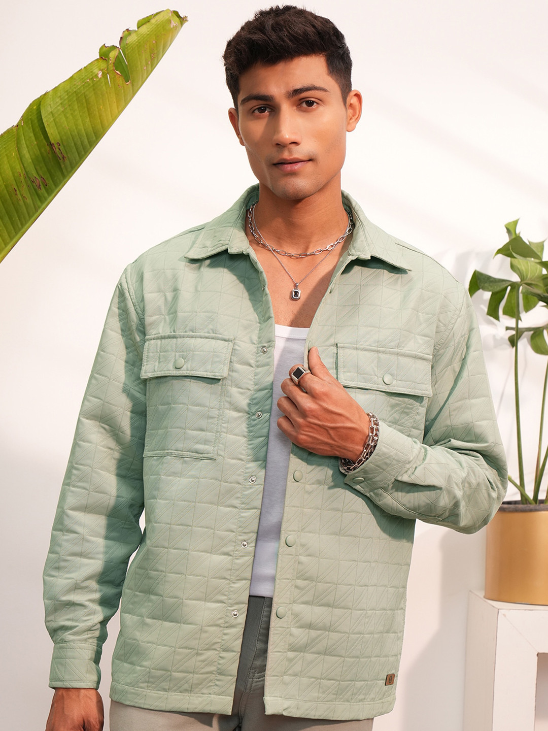 LOCOMOTIVE Premium Embossed Textured Utility Pocket Oversized Overshirt
