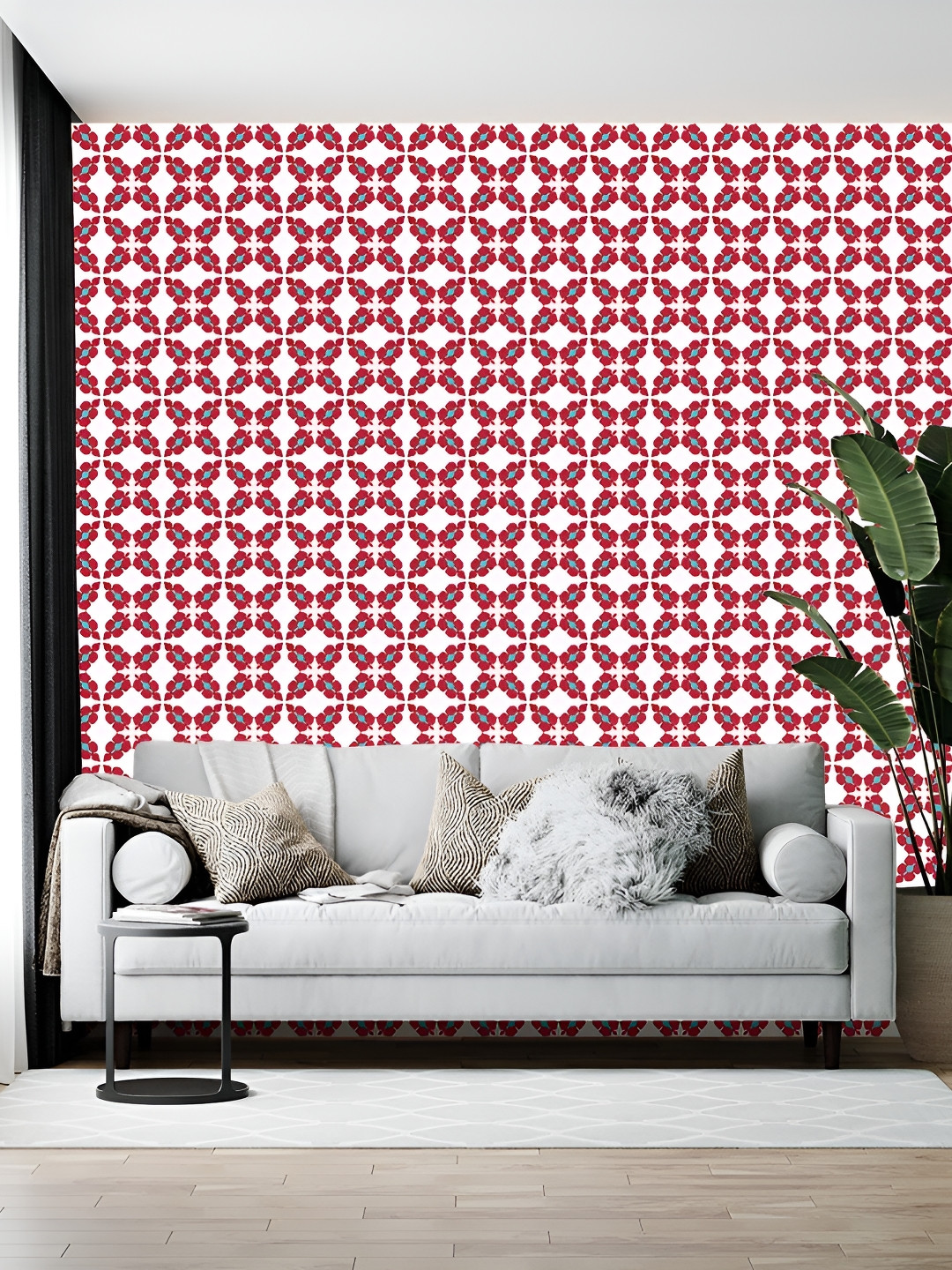 Wallpics White & Pink Printed Self-Adhesive Wallpaper