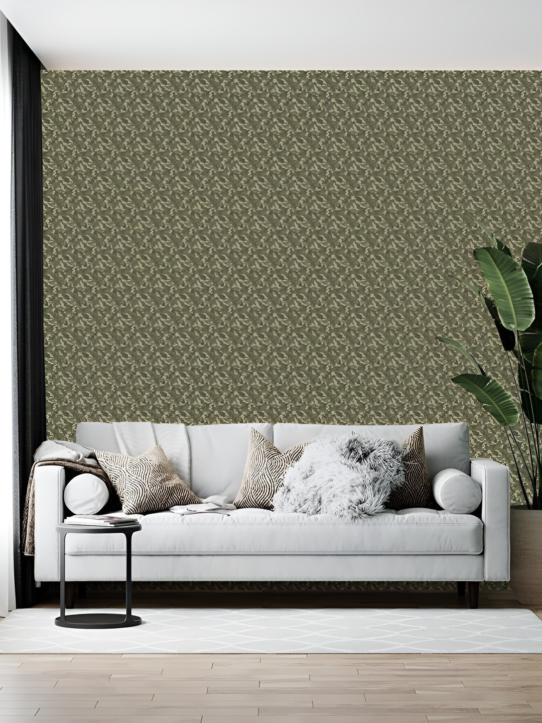 Wallpics Green & Beige Abstract Printed Self-Adhesive Wallpaper