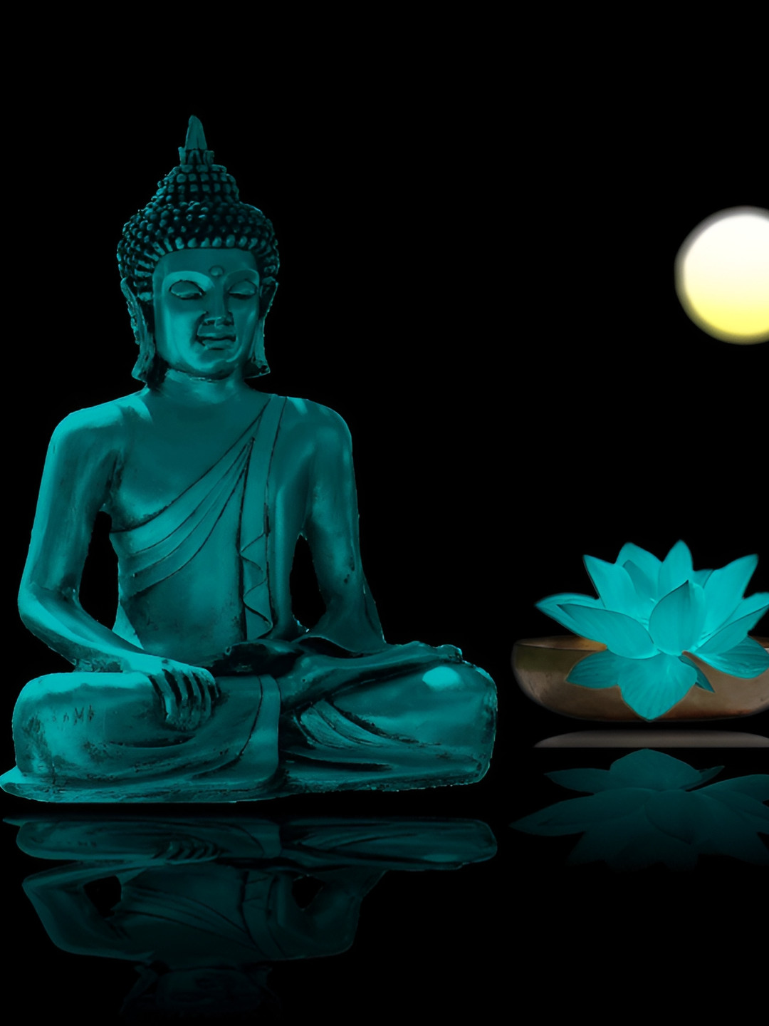 Wallpics Blue & Black Religious Printed Wallpaper