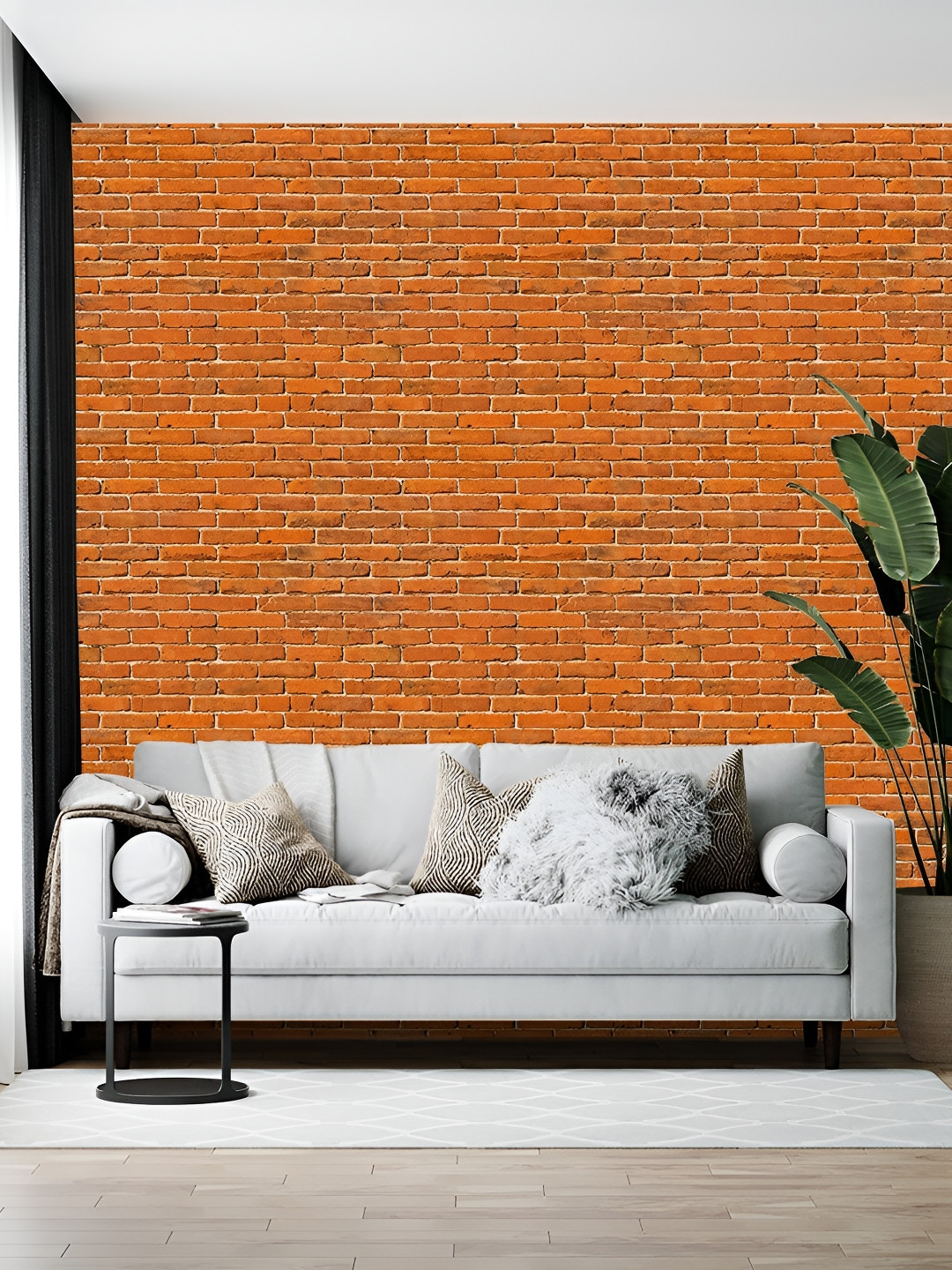 Wallpics Orange Coloured Printed Self-Adhesive Wall Sticker