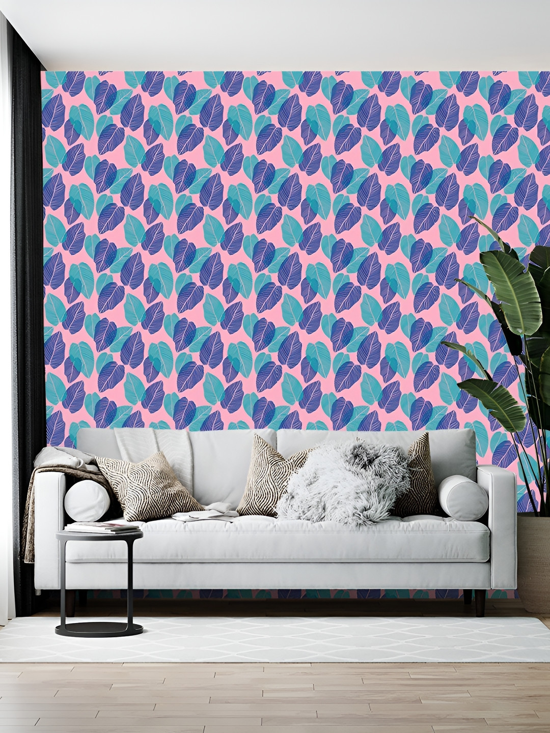 Wallpics Pink & Purple Abstract Printed Self-Adhesive Wallpaper