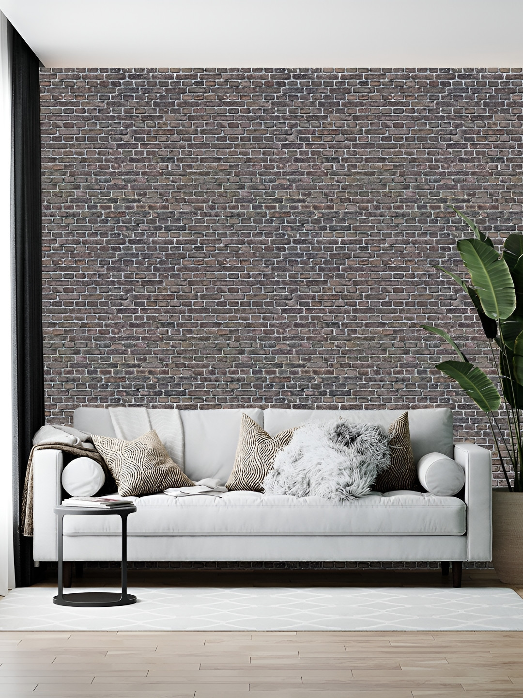 Wallpics Grey & White Printed Self-Adhesive Wallpaper