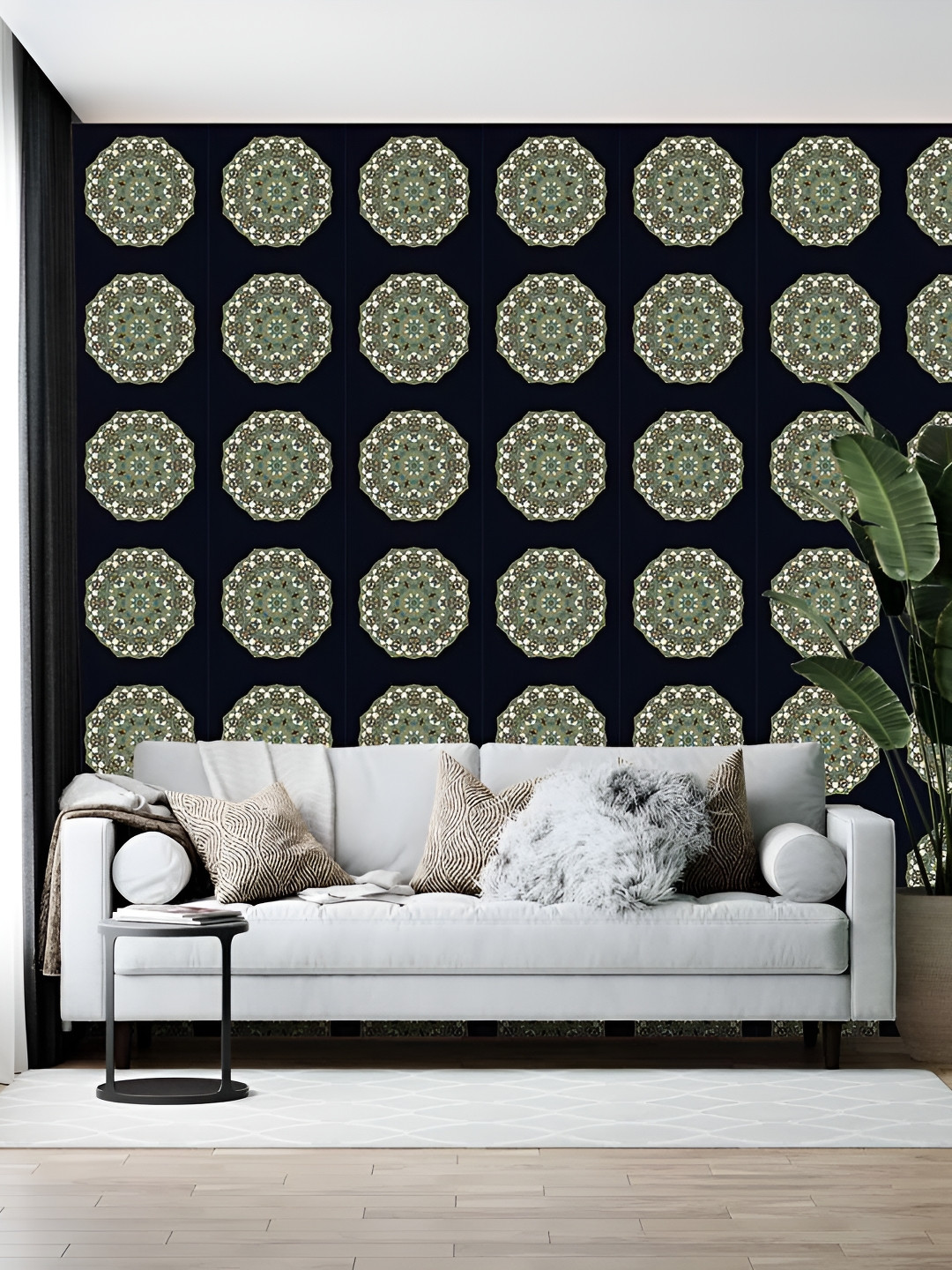 Wallpics Black & White Geometric Printed Self-Adhesive Wallpaper