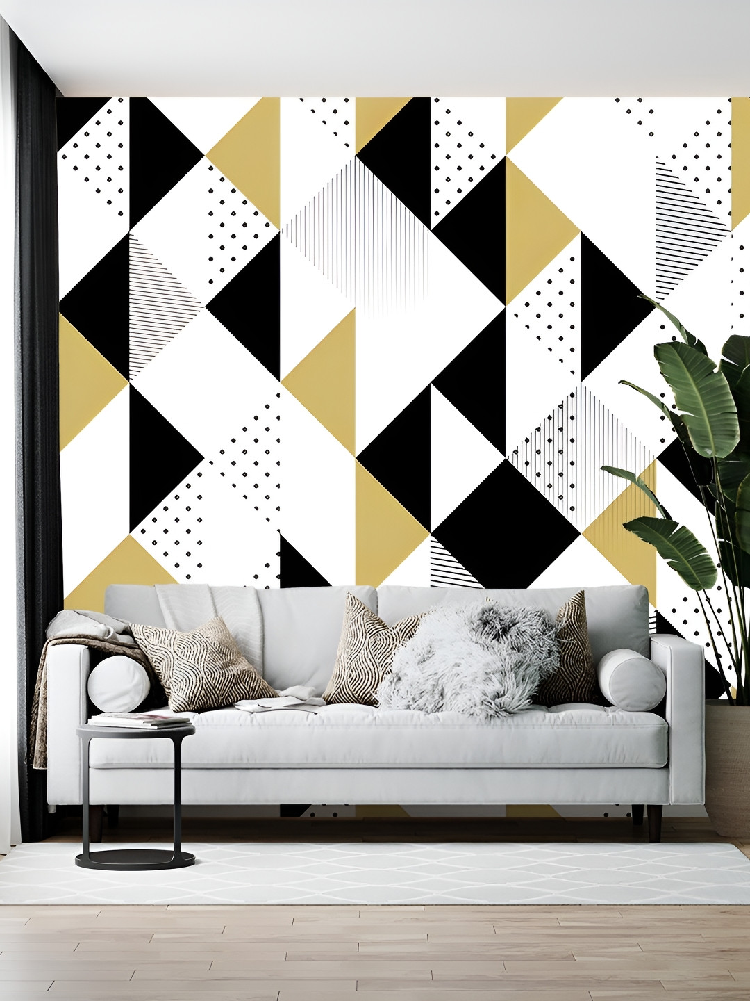 Wallpics White & Black Printed Self-Adhesive Wallpaper