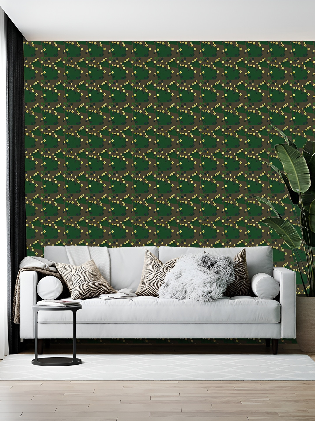 Wallpics Green & Brown Abstract Printed Self Adhesive Wall Sticker