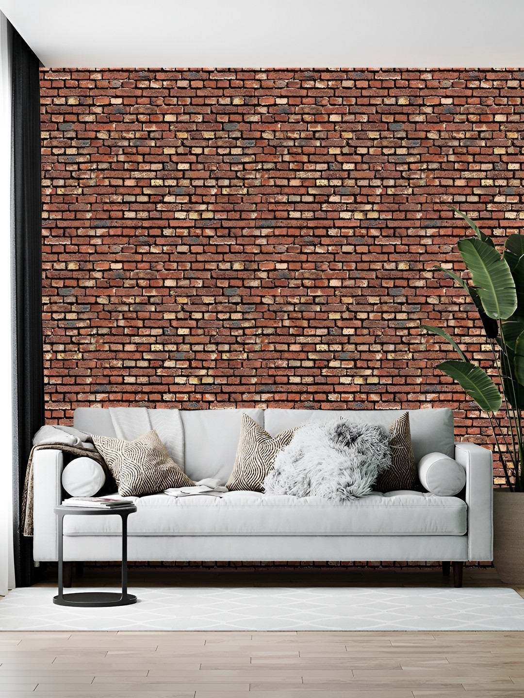 Wallpics Orange Coloured & Brown Printed Self-Adhesive Wall Sticker