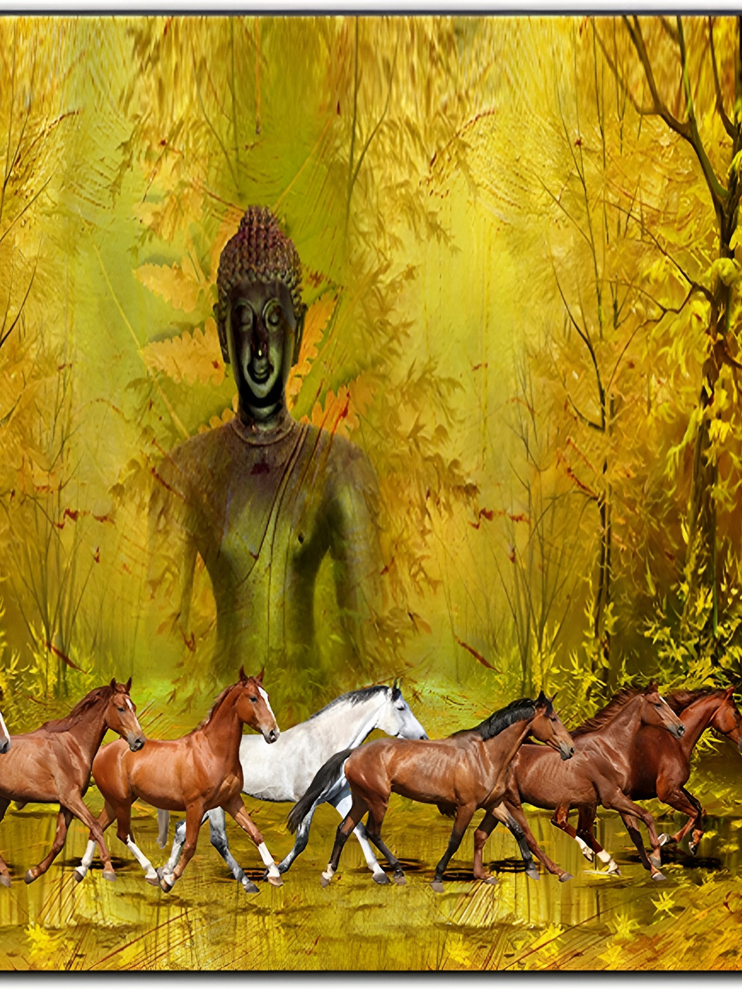 Wallpics Green & Brown Printed Self-Adhesive Wallpaper