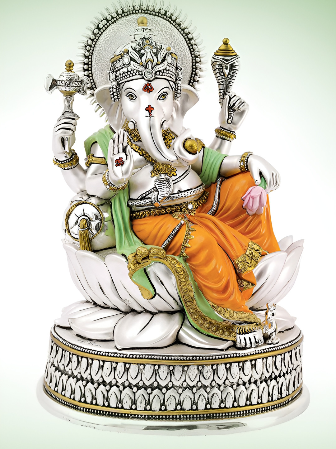Wallpics White & Yellow Ganesha Printed Wallpaper