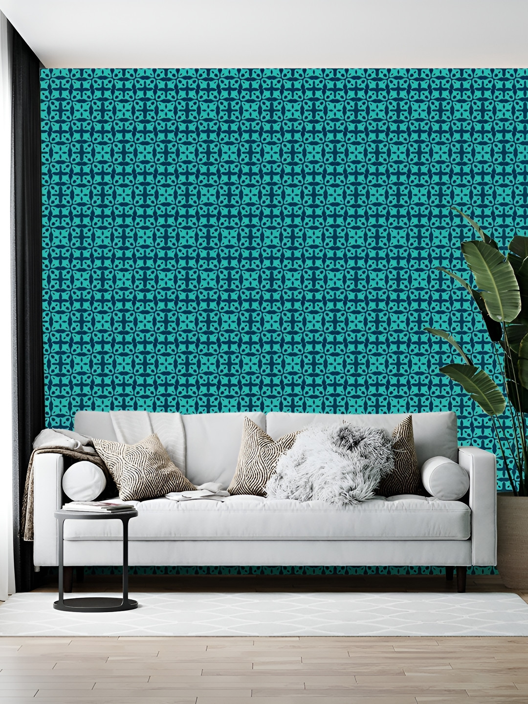 Wallpics Navy Blue & Green Printed Self-Adhesive Wall Sticker