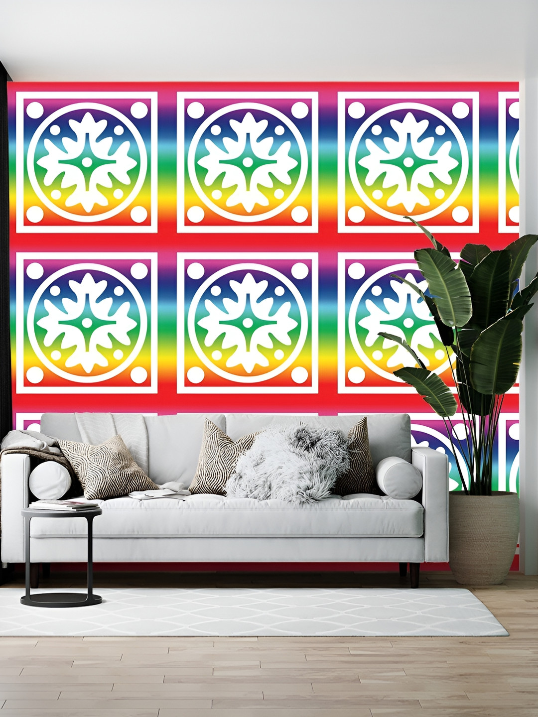 Wallpics Blue & Yellow Printed Self-Adhesive Wallpaper