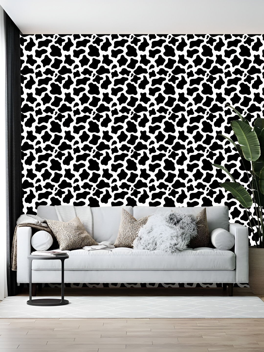 Wallpics White & Black Printed Wallpaper