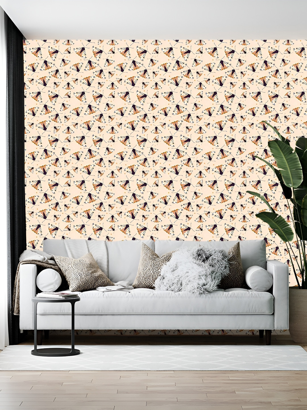 Wallpics Peach Colored Abstract Printed Self-Adhesive Wallpaper