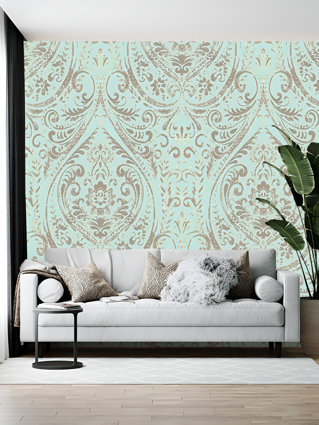 Wallpics Green & Grey Abstract Printed Self-Adhesive Wallpaper