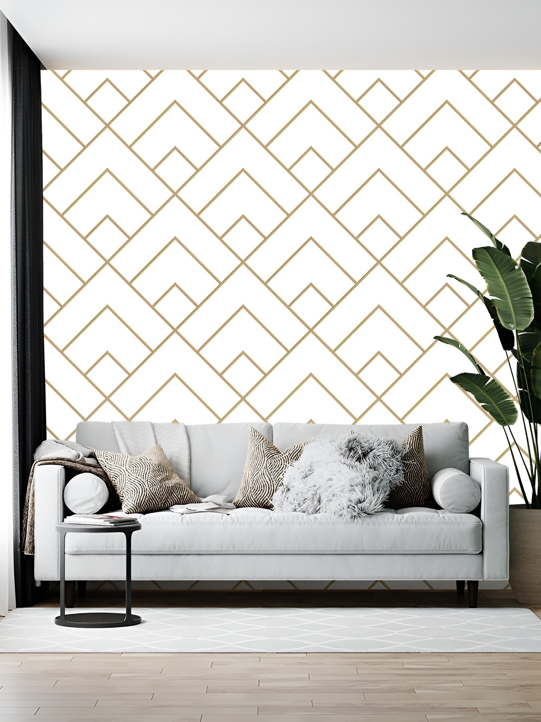 Wallpics White & Beige Printed Wallpaper