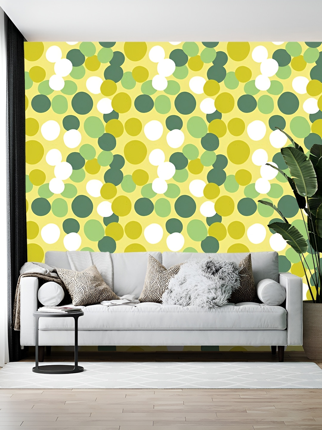 Wallpics Yellow and Green Geometric Printed Self-Adhesive Wallpaper Sticker