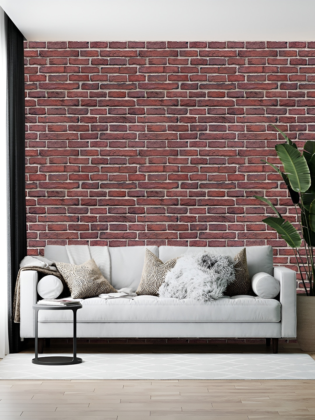 Wallpics Brown & Grey Printed Self-Adhesive Wallpaper
