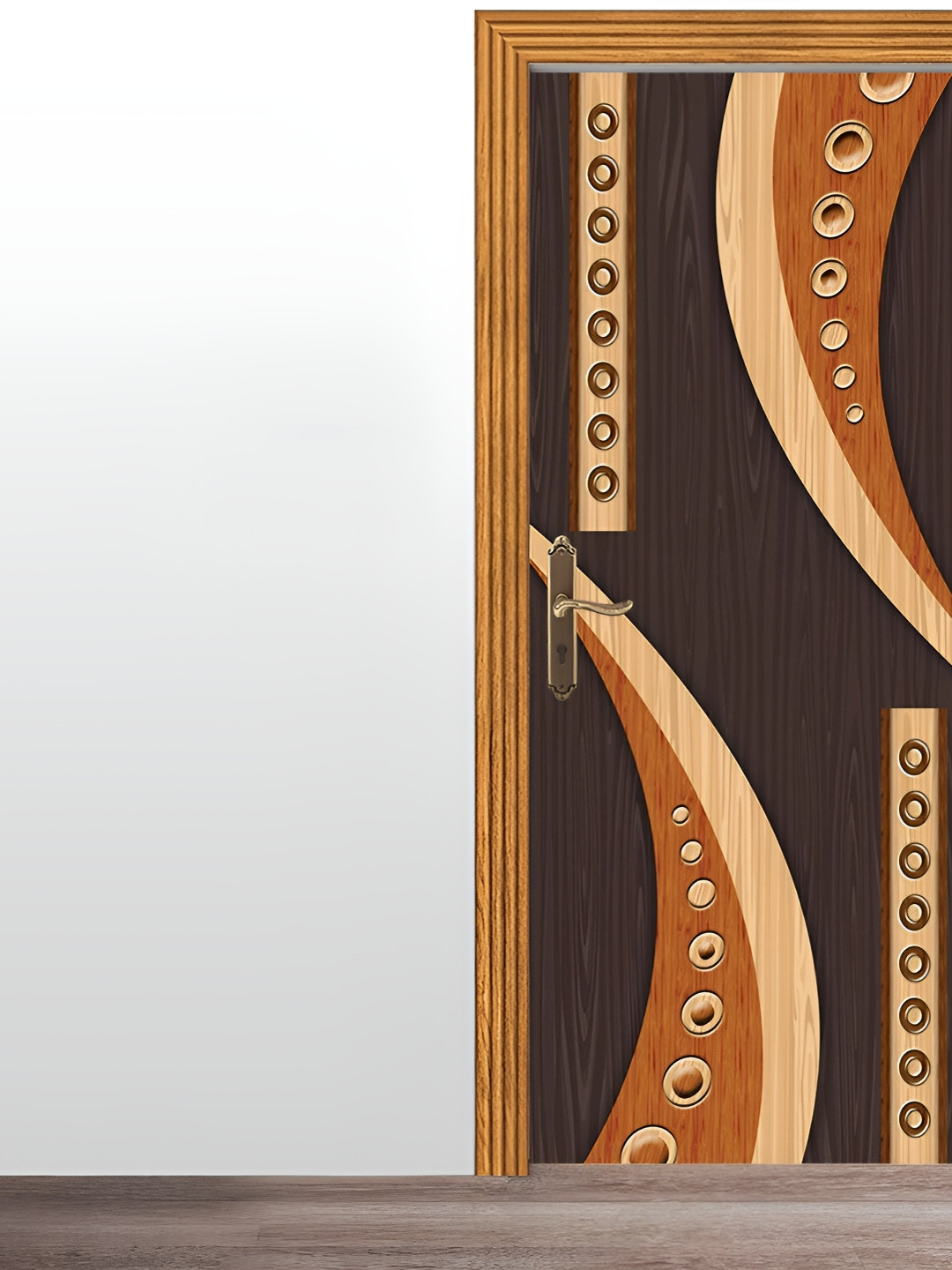 Wallpics Brown & Beige Abstract Printed Self-Adhesive Door Wallpaper