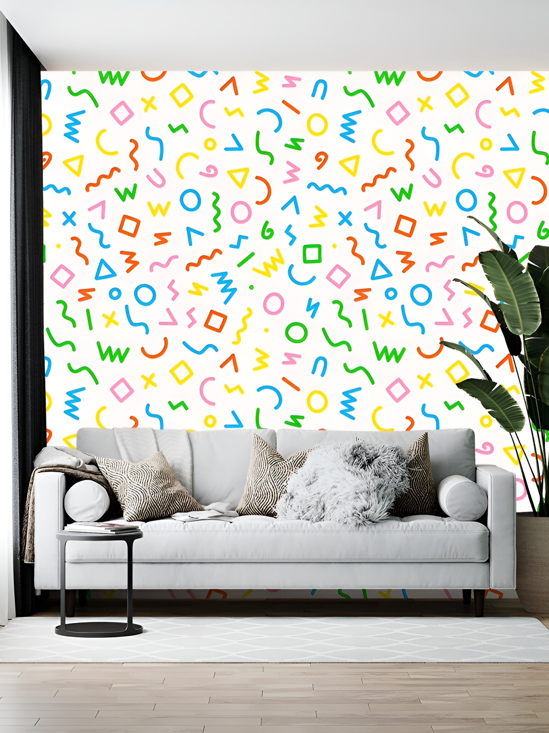 Wallpics White Abstract Printed Wallpaper