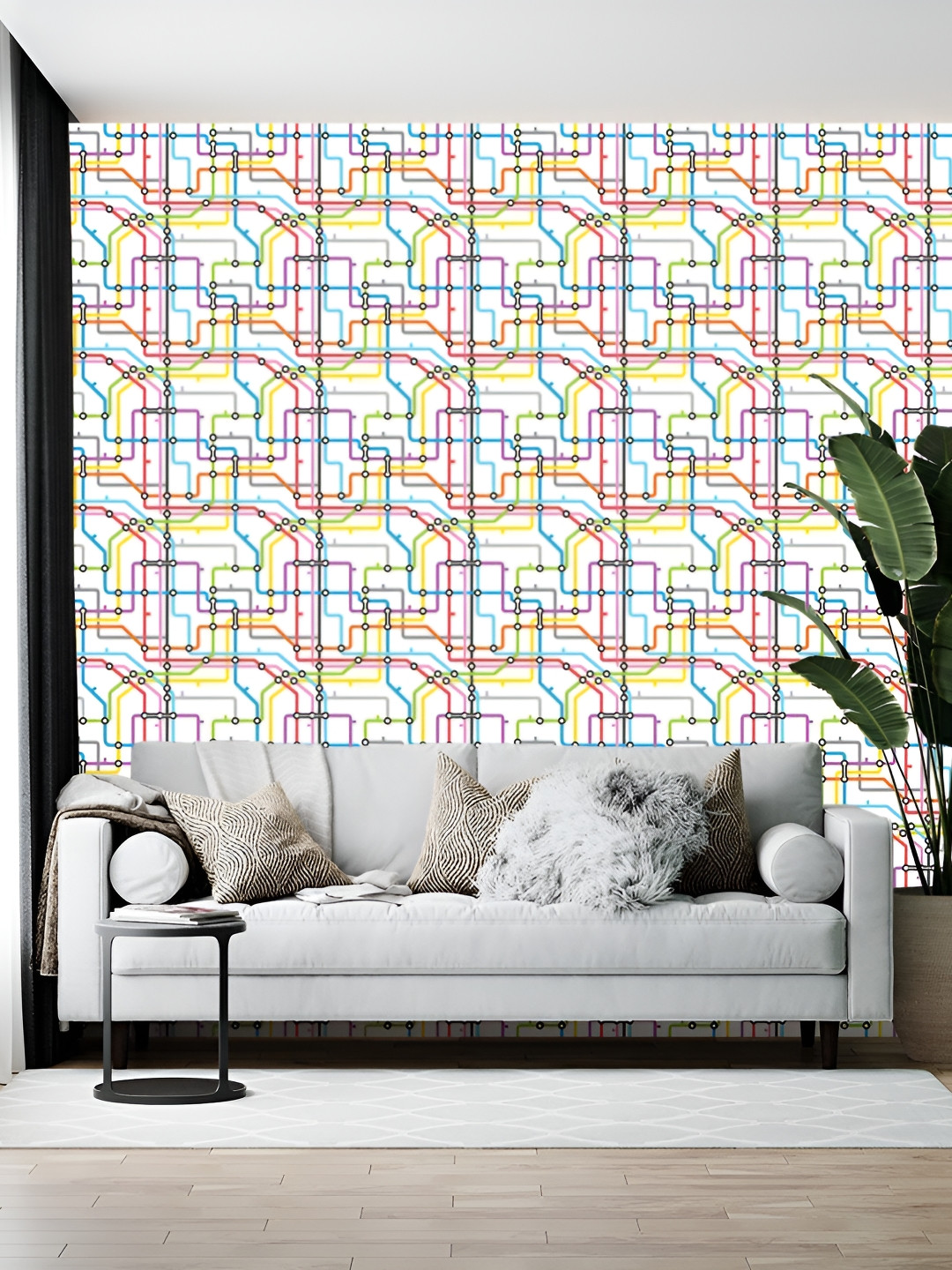 Wallpics White & Blue Classics Printed  Self-Adhesive Wallpaper