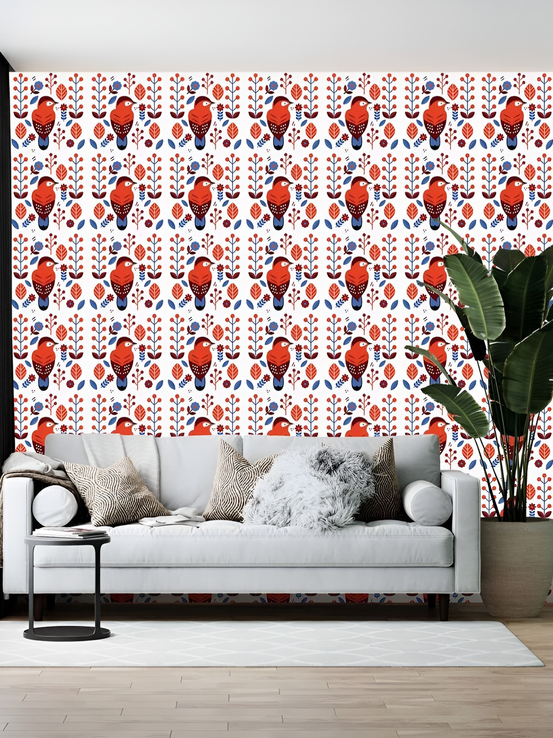 Wallpics White & Brown Printed Wallpaper