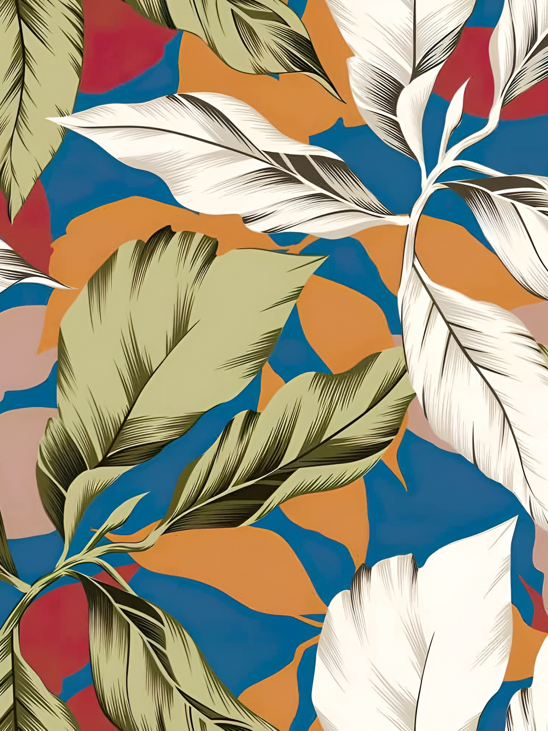 Wallpics Blue & Green Abstract Printed Wallpaper