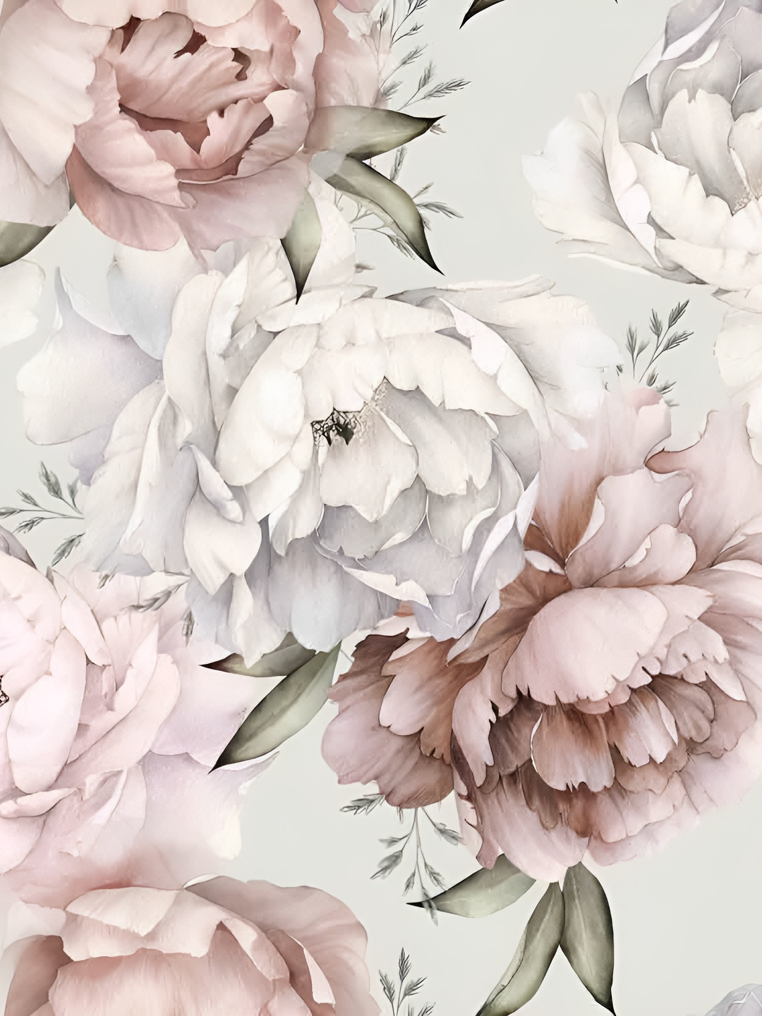 Wallpics Green and Off-White Floral Printed Self-Adhesive Wallpaper