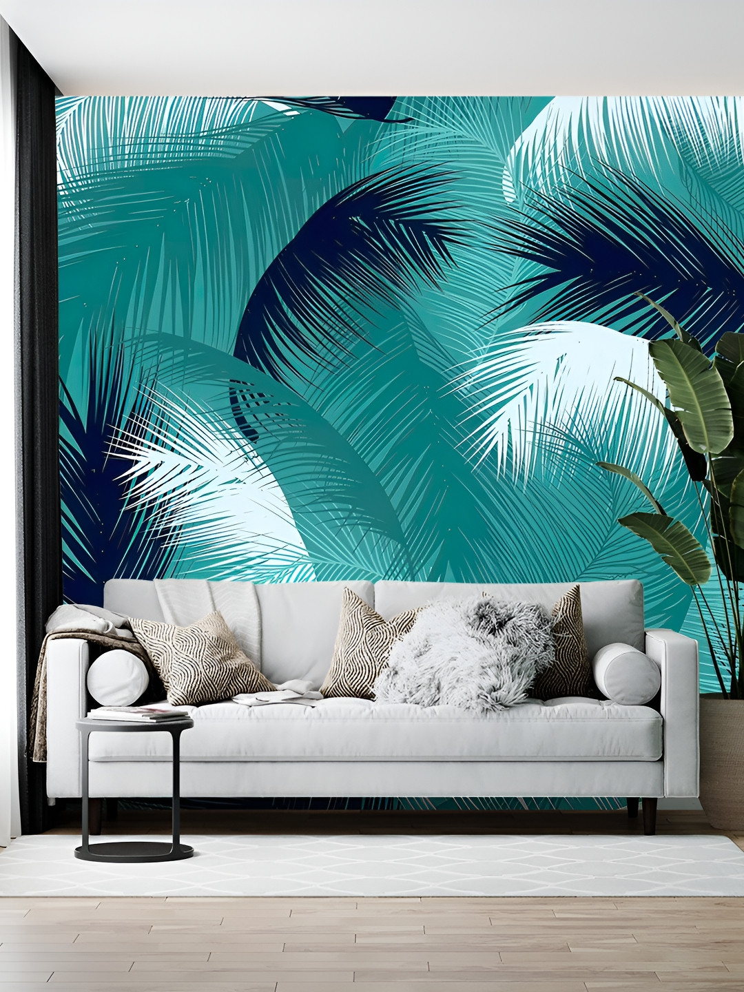 Wallpics Green & Black Abstract Printed Wallpaper