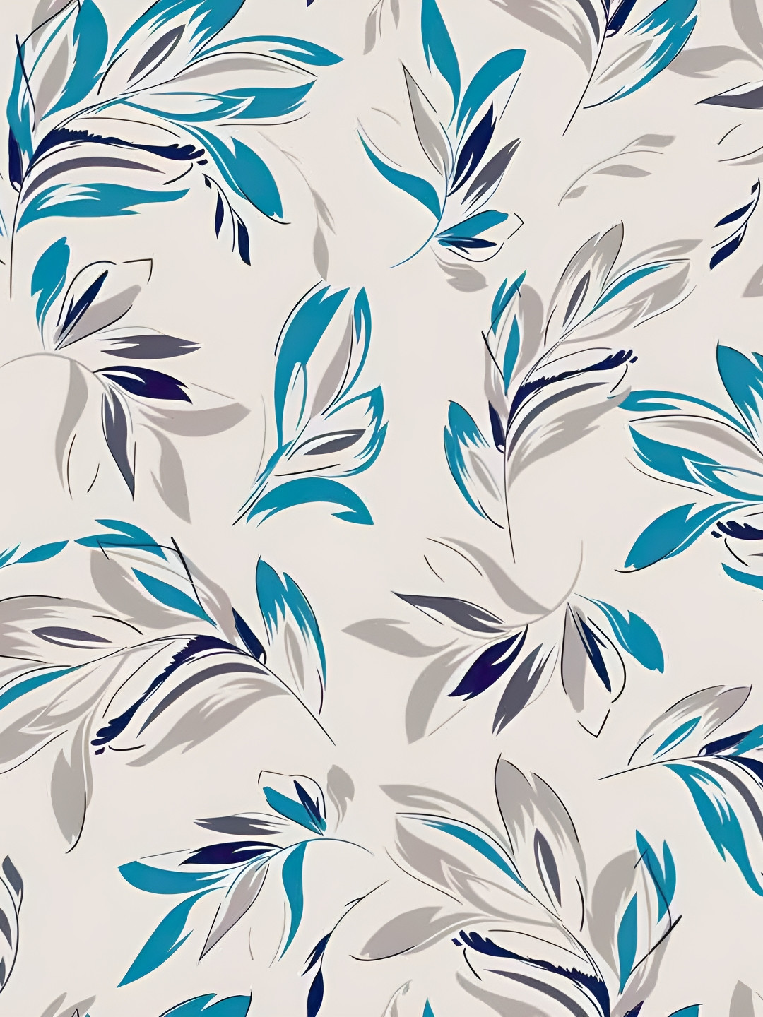 Wallpics Cream & Blue Floral Printed Self Adhesive Wallpaper
