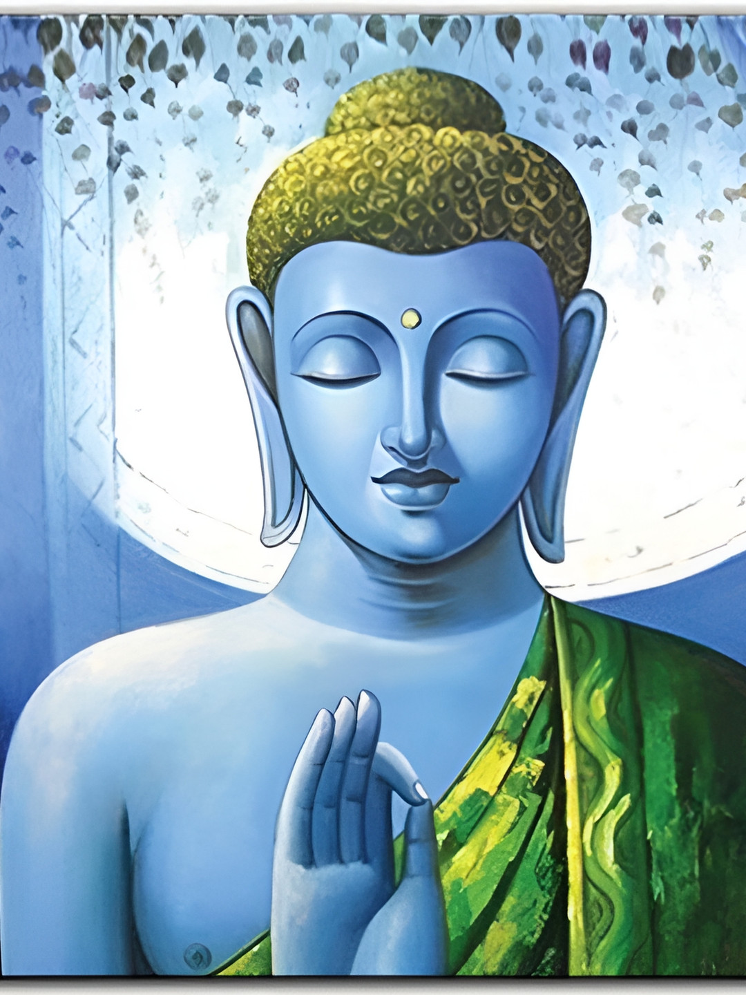 Wallpics Blue & Green Religious Printed Wallpaper