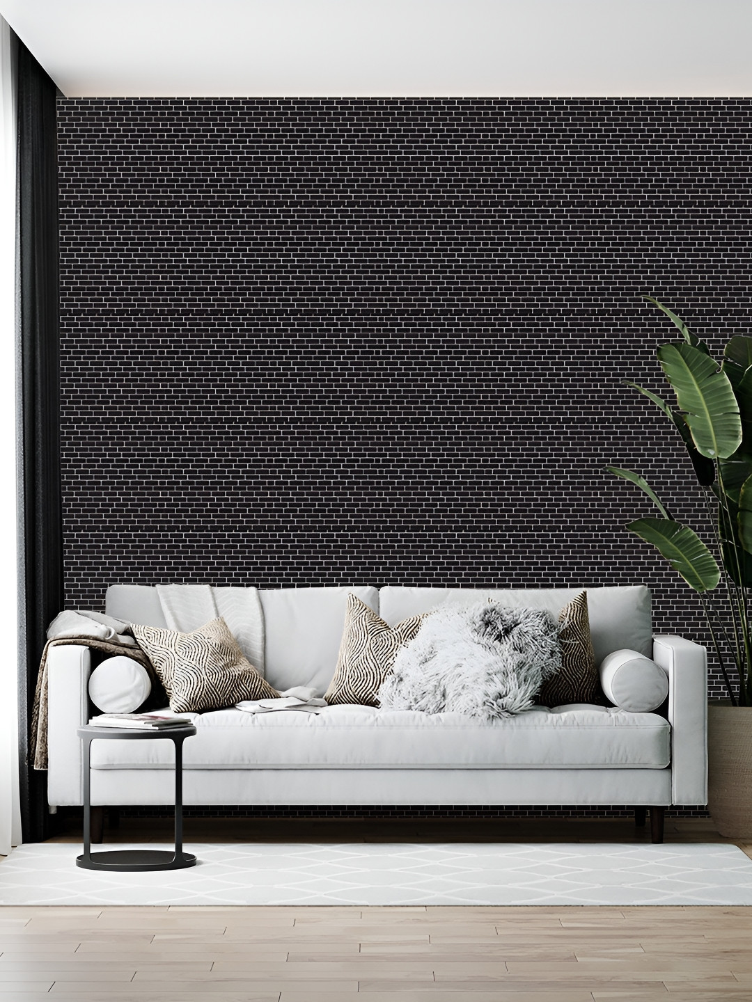 Wallpics Black & White Abstract Printed Self Adhesive Wall Stickers