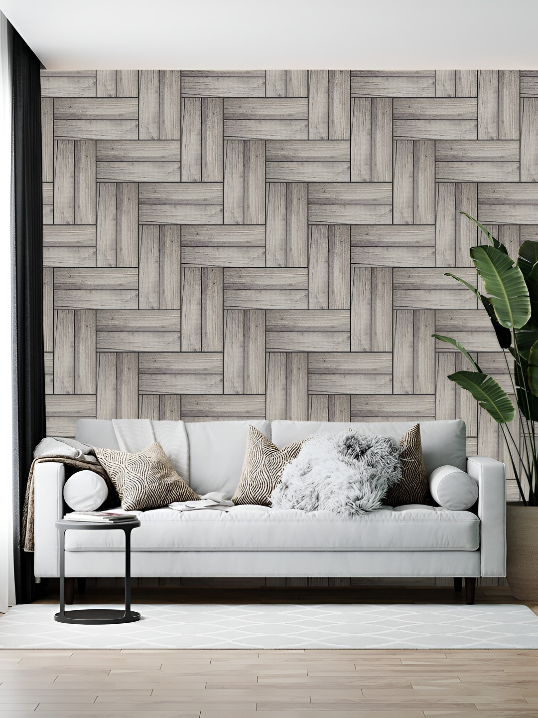 Wallpics Grey and Black Abstract Printed Self-Adhesive Wall Sticker