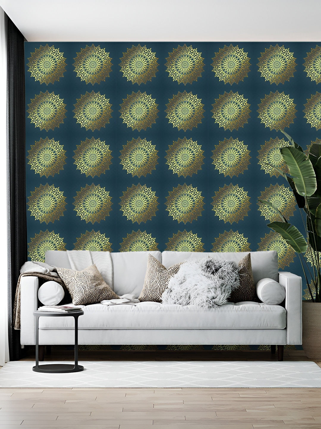 Wallpics Teal Blue & Green Printed Self-Adhesive Wall Sticker