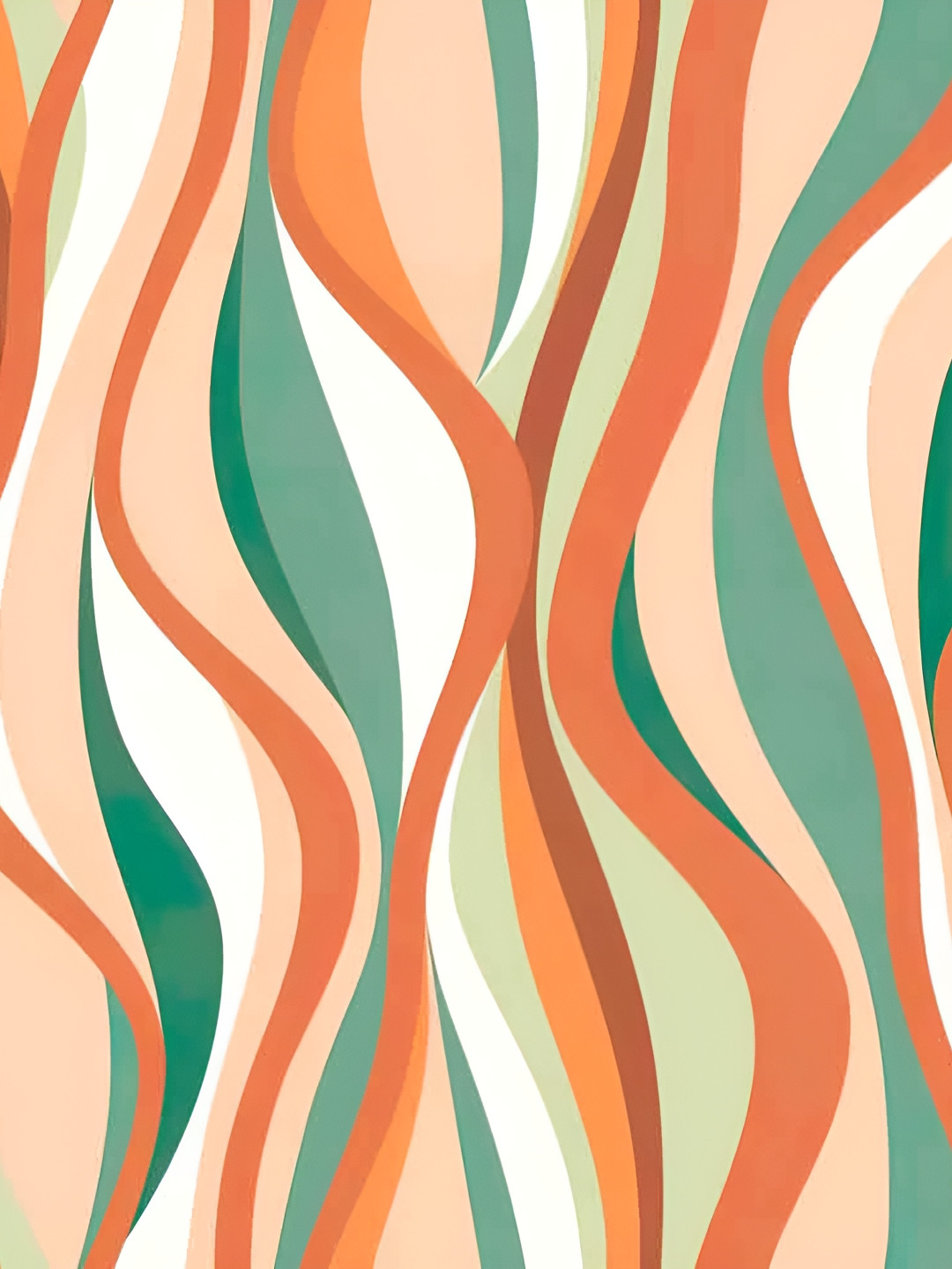 Wallpics Rust Orange & Green Abstract Printed Wallpaper